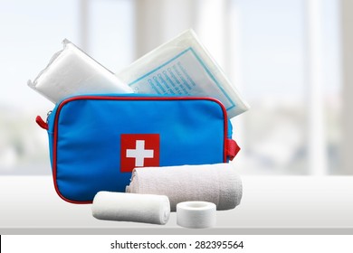 First Aid Kit, First Aid, Adhesive Bandage. - Shutterstock ID 282395564