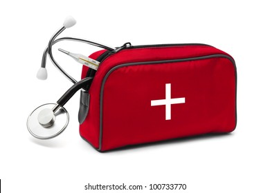 First Aid Kit Isolated On White Background