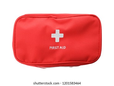 First Aid Kit On White Background, Top View