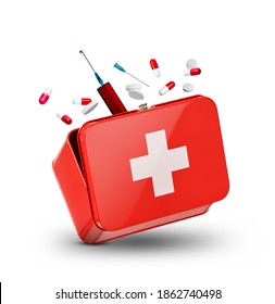 First Aid Kit On White Background