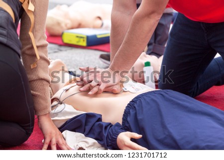First aid training using automated external defibrillator device - AED