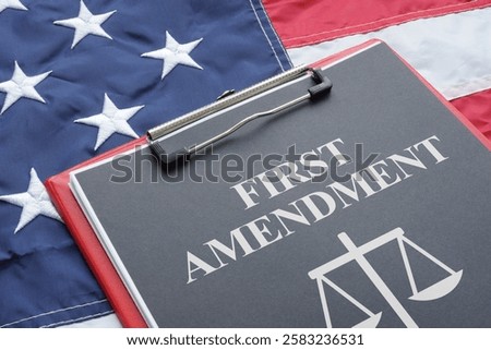 First amendment of US constitution is shown using the text. Free speech as legal concept