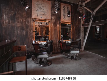 first barbershop in Ivano-Frankivsk, Ukraine. interior photos 17.05.2018