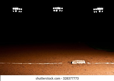 First base line under the stadium lights