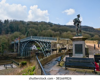The First Cast Iron Bridge At Ironbridge, Shropshire Birthplace Of Industrial Revolution