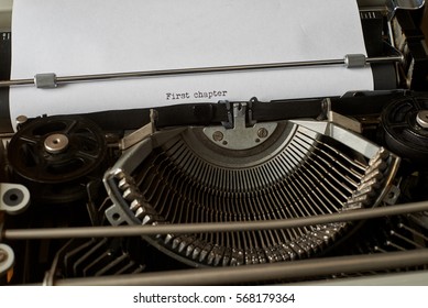 First Chapter Typed Words On A Vintage Typewriter