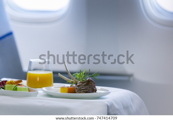 First class airline\
meal