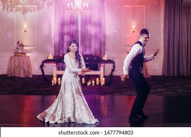 The First Dance Of Indian Newlyweds At Their Wedding