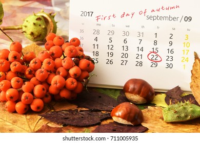 First Day Of Autumn. Calendar. September 22nd.