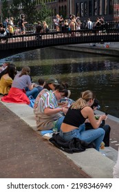 First Day Start University Year At The UVA Student Along The Water At Amsterdam The Netherlands 5-9-2022