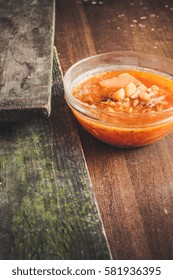 first dish, nourishing tomato soup (borscht)
