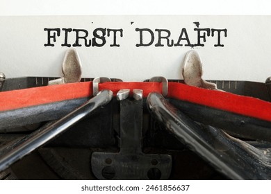 First draft is shown using a text