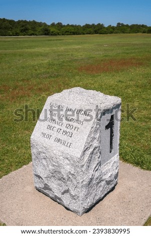 The First Flight Marker at Wright Brothers National Memorial in North Carolina