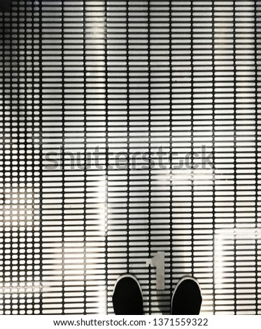 Similar – Image, Stock Photo Pushing the long bench | style graphically clean