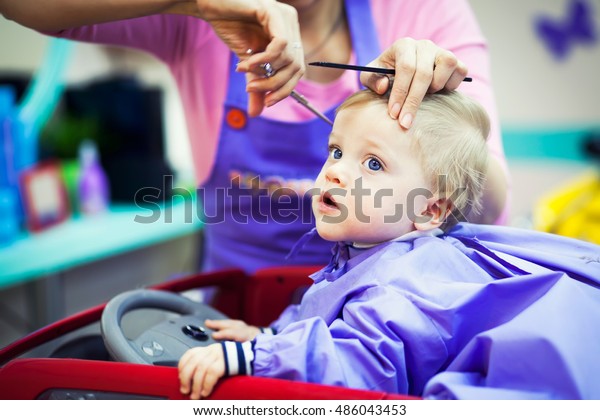 First Haircut Little Baby Boy Stock Photo Edit Now 486043453
