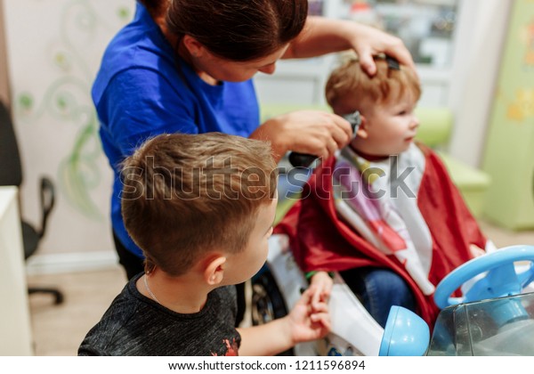 First Haircut One Years Old Toddler Royalty Free Stock Image