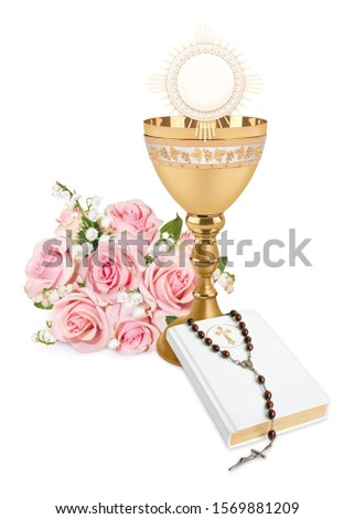 The First Holy Communion, background for greetings cards
