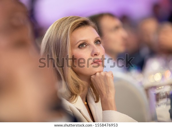 First Lady of\
Ukraine Olena Zelenska at the Yalta European Strategy conference in\
Kyiv on Sept. 13, 2019.