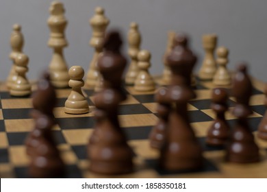 First Move In A Chess Game, Pawn Two Steps Ahead Seen From Blacks