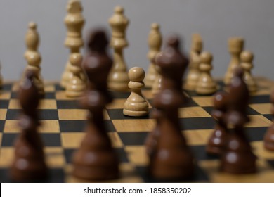 First Move In A Chess Game, Pawn Two Steps Ahead Seen From Blacks