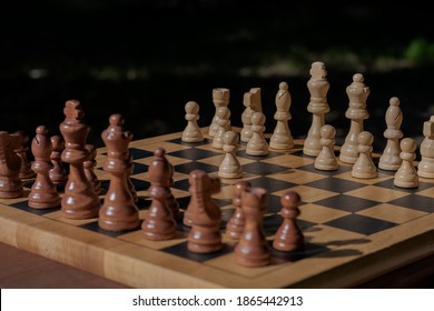 First Movement In A Chess Game, Pawn Two Steps Ahead Seen From Black Side