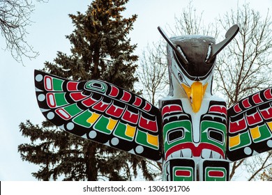 First Nations Totem Pole In Regina, Saskatchewan