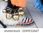 First Nations. Traditional outfit at Native American pow-wow. Traditional costumes and ornaments.