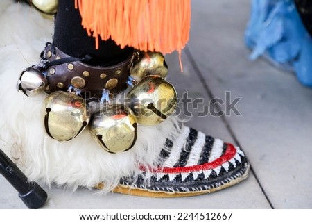 First Nations. Traditional outfit at Native American pow-wow. Traditional costumes and ornaments.