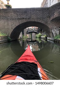 First Person Perspective Kayaking Along The Canal City Utrecht In The Netherlands.