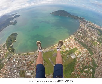 First Person Perspective Skydiving In Ubatuba - Brazil