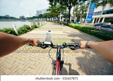 First Person View Of Cycling Riding Bike In The City