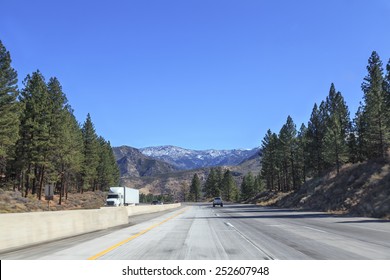 First Person View Of A Drive Along A Mountain Highway In The Californian Sierra Nevada.