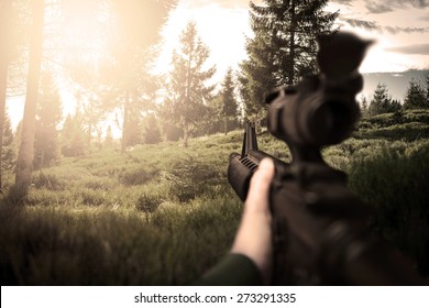 First Person View Of Soldier On Duty, Photo Realistic Fps Military Game