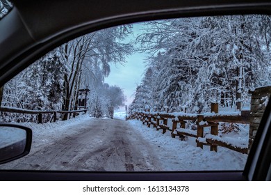 First Sign Of Winter-view From My Car. 