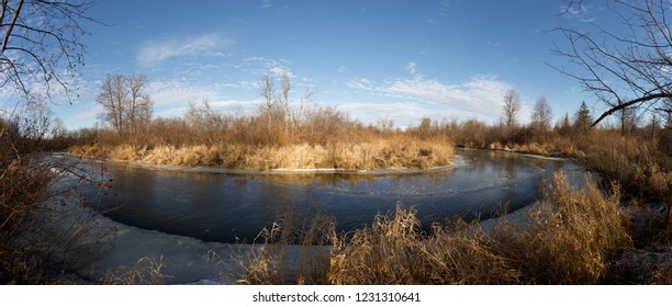 The first thin ice on the river Izh, Udmurtia