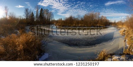 The first thin ice on the river Izh, Udmurtia