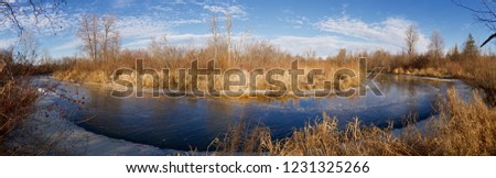The first thin ice on the river Izh, Udmurtia