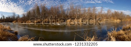 The first thin ice on the river Izh, Udmurtia