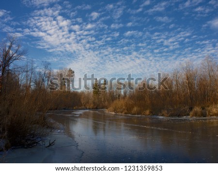 The first thin ice on the river Izh, Udmurtia