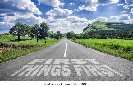 first things first on the road - Shutterstock ID 588579047