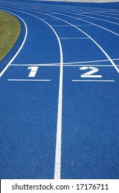 First Two Lanes Of Blue Running Track