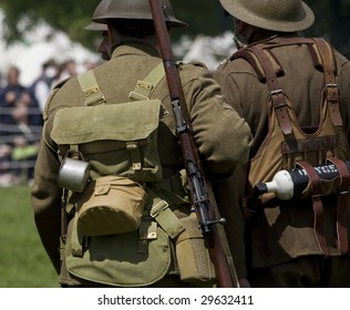 First World War British Soldiers In A Re-enactment