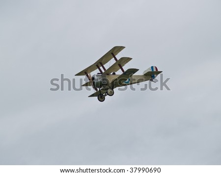 First World War triplane flying low