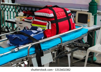 First-aid tool bag placed in emergency bed