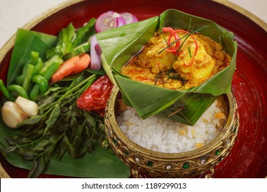 Fish Amok is a major national culinary tradition in Cambodia, and also popular in Laos and Thailand. - Shutterstock ID 1189299013