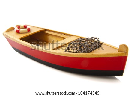Fish boat in red and black isolated over white