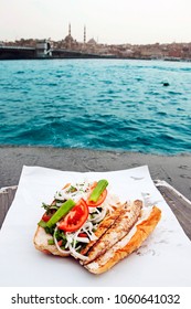 Fish In Bread. Street Food Culture In Karakoy And Istanbul