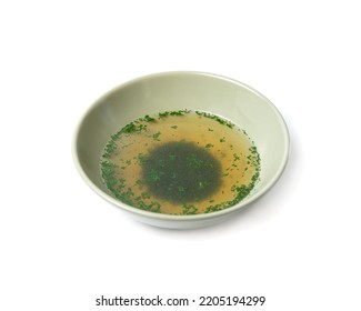 Fish Broth Isolated On White Background.