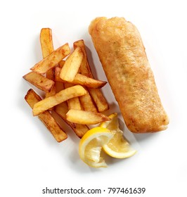 Fish and Chips isolated on white background, top view - Powered by Shutterstock