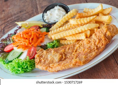 Fish And Chips With Salad